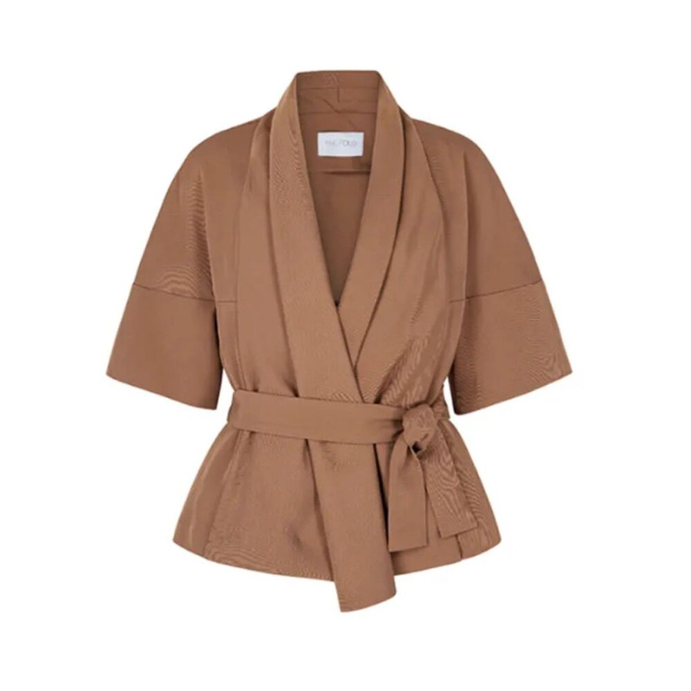 The Fold London Alexandra Camel Blazer Jacket with Belt Size 4